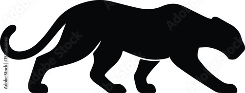 Silhouette stalking panther vector illustration