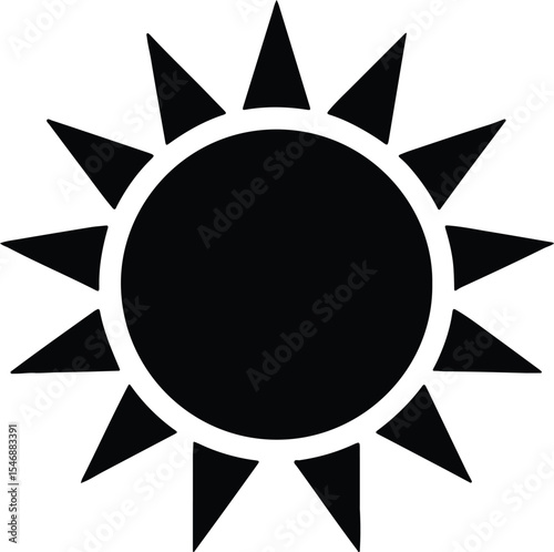 Silhouette sun simple weather icon for graphic design Vector Illustration