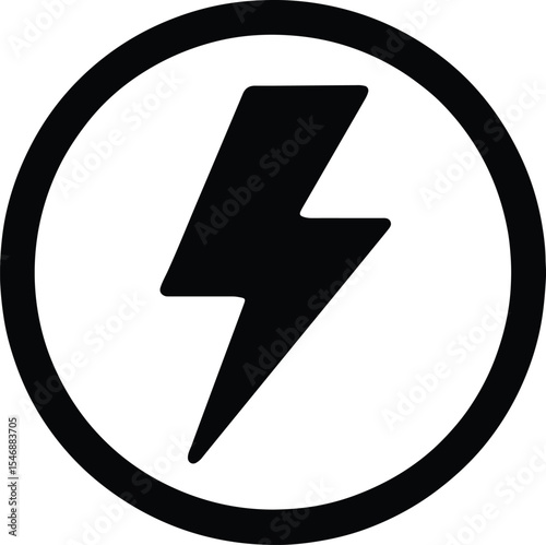 Silhouette Thunderbolt energy icon in circle shape Vector Illustration