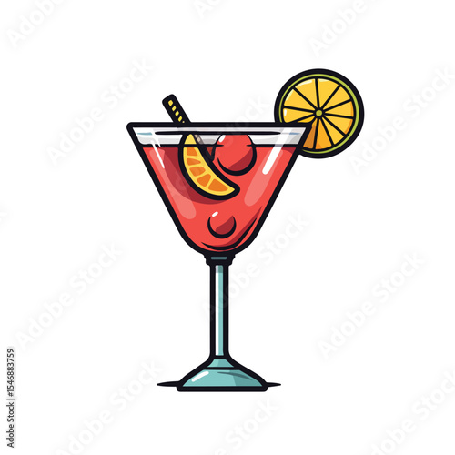 Professional Cocktail Icon Flat Illustration for Drink Design Usage