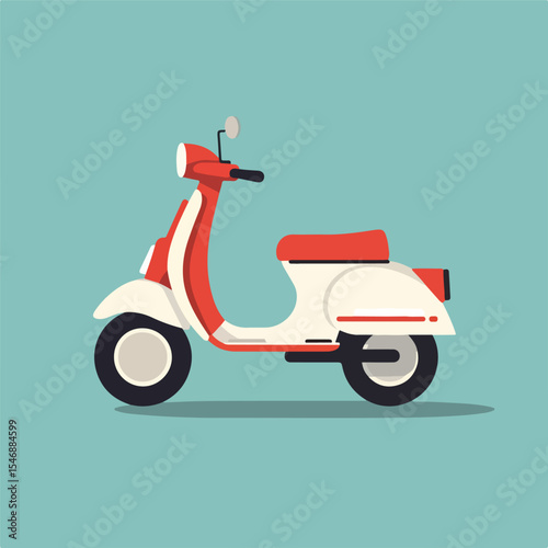 Flat Design Retro Scooter Icon Vector Illustration for Vintage Style Transportation Concepts