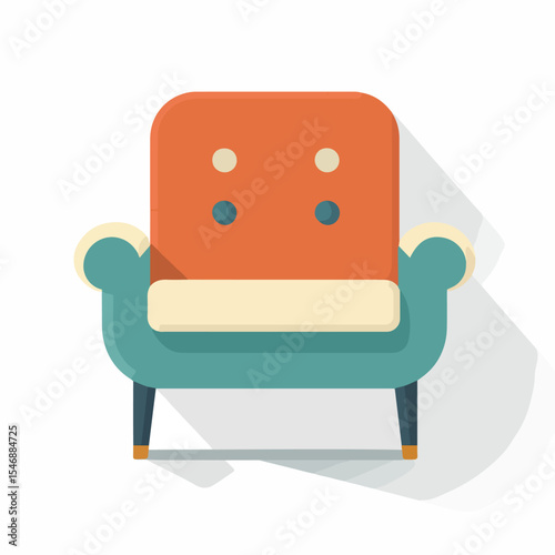 Modern Flat Design Sofa Chair Icon Vector Illustration for Interior Decor Ideas