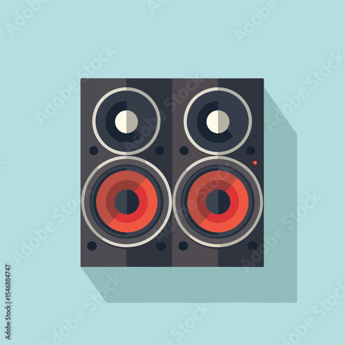 Professional Flat Design Stereo Speaker Icon Vector Illustration for Multimedia Projects