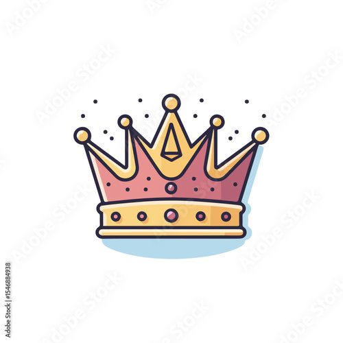 Elegant Flat Line Crown Design Vector Illustration for Graphic Projects