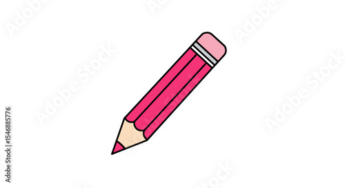 Pink pencil on white background, simple vector illustration for stylish design svg

