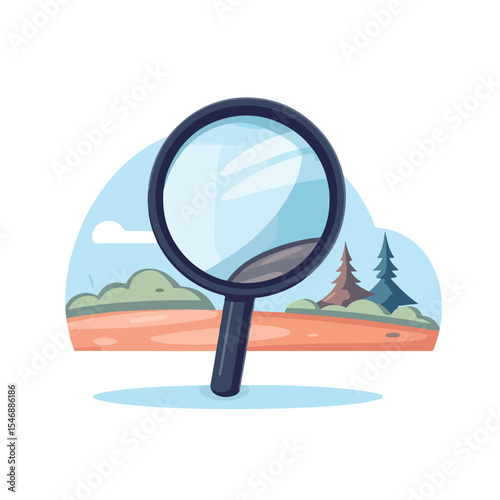 Detailed Vector Illustration of Magnifying Glass Searching for Objects in Professional Design
