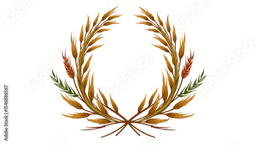  Decorative wheat wreath with natural tones, symbolizing harvest, agriculture, and rustic celebration themes.