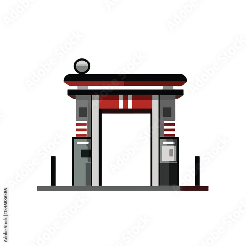 Professional Parking Toll Booth Icon Over White Background Vector Illustration