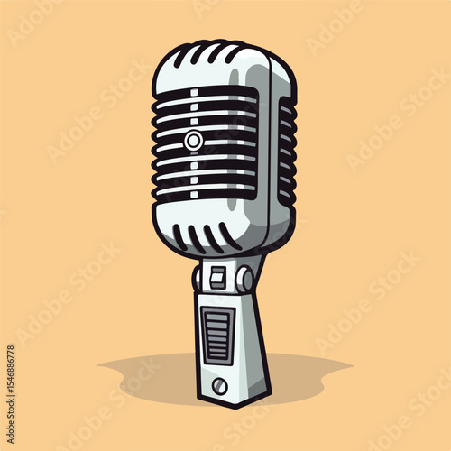 Vintage Radio Microphone Retro Isolated Icon Vector Illustration