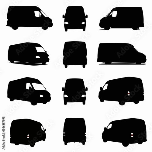 Van silhouette set vehicle black design