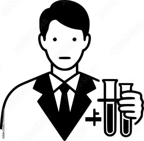 Minimalist scientist icon with test tubes
