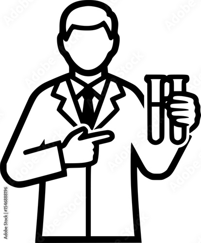Minimalist scientist icon with test tubes
