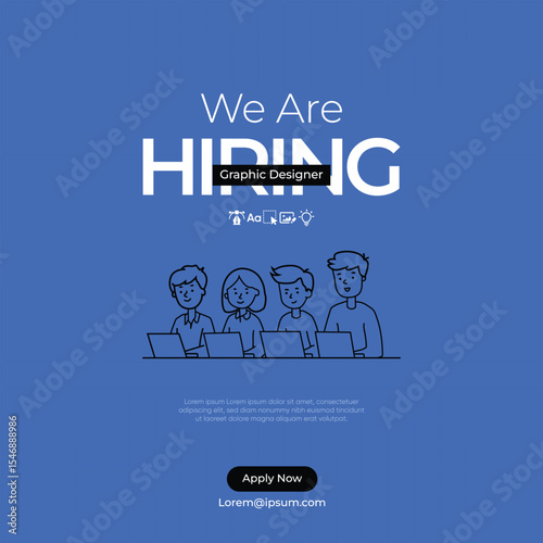 we are hiring graphic designer. Graphic Designer Job Vacancy Social Media Post Template. Creative Graphic designer Hiring job social media post, company hiring poster.