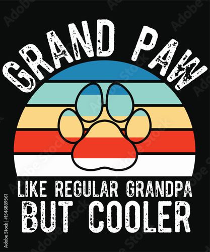 Cool Retro Dog Grandpa Paw Print T-Shirt Design