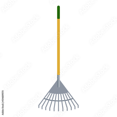 Leaf rake for gardening in flat design vector icon