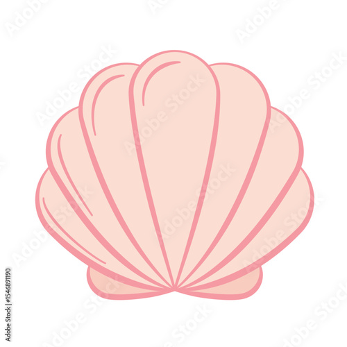 Mermaid clam sea shell in flat design vector icon