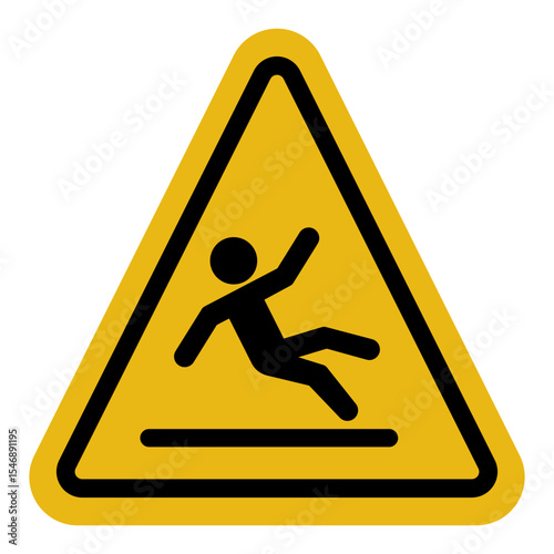Slippery surface caution or wet floor yellow warning sign in vector