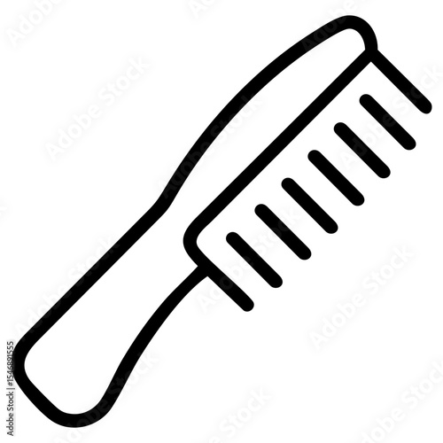 Simple Outline Icon of Hair Comb Representing Hair Care Tools in Minimalistic Style
