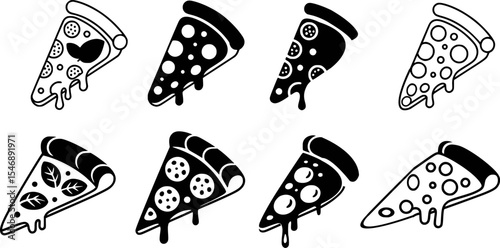 Vector illustration of pizza slices with toppings