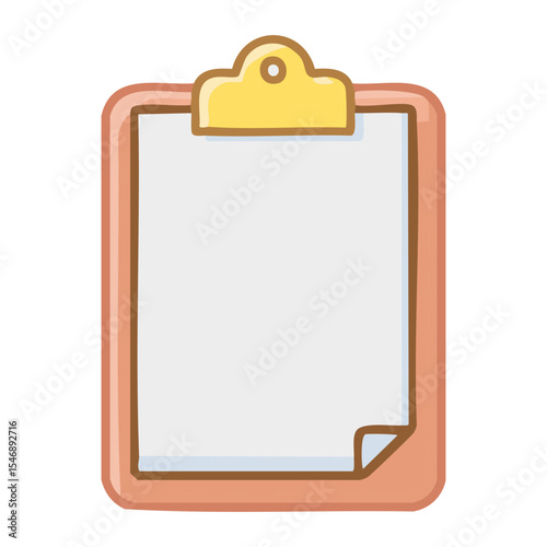 A simple but elegant depiction of a clipboard with a blank sheet of paper, perfect for any note-taking task