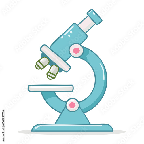 A light blue microscope designed for scientific observation. The image has a clean, modern feel, perfect for educational and scientific purposes.