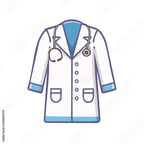 A doctor's coat, a symbol of medical care, along with a stethoscope, suggests healthcare professional and dedication