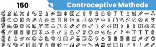 A comprehensive collection of icons depicting various contraceptive methods, showcasing their diversity and usability.