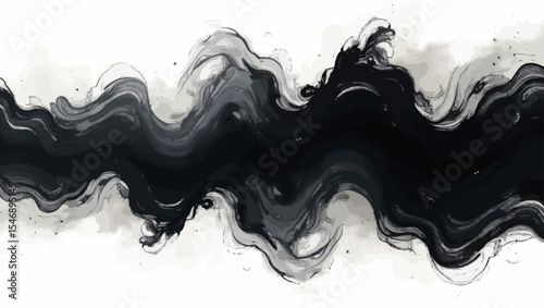 : Flowing black ink or smoke in abstract wave form, ideal for dark fantasy, spooky, or experimental graphic designs.