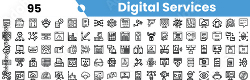 A collection of diverse icons representing digital services, showcasing technology and innovation themes.