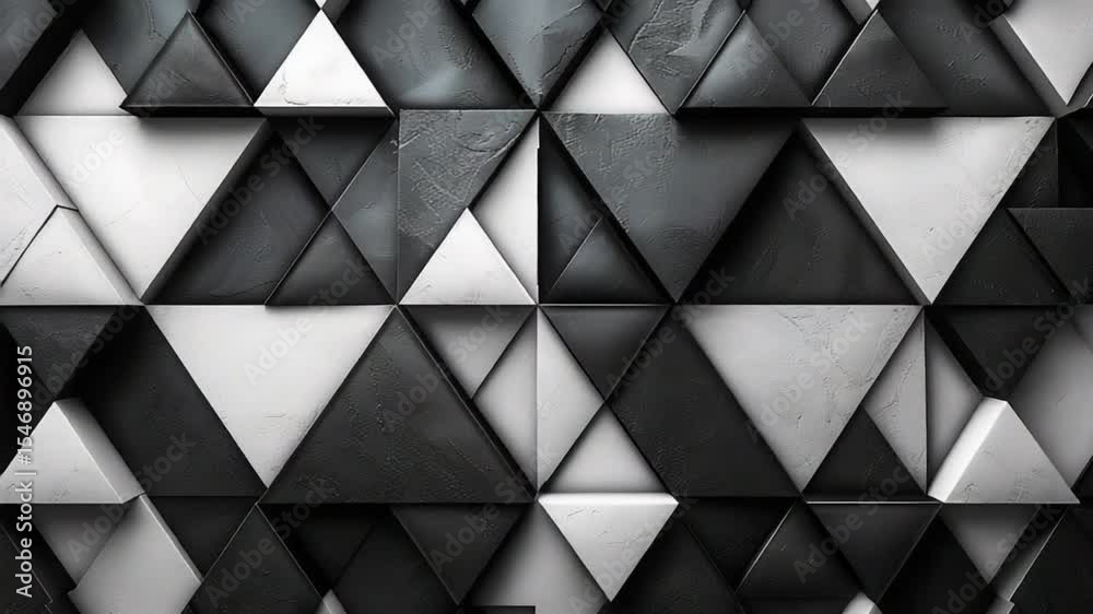 Dynamic black and white triangle abstract art, stylish and trendy geometrical motion design