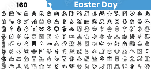 A collage of Easter-themed icons featuring eggs, bunnies, and religious symbols, perfect for celebrating the holiday's festive spirit.
