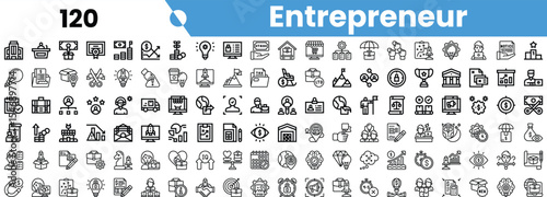 Fotografija A diverse collection of entrepreneurial icons in a clean, minimalist design, highlighting various business themes and concepts