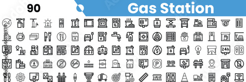 Various gas station icons showcasing services and features, perfect for a modern design project.