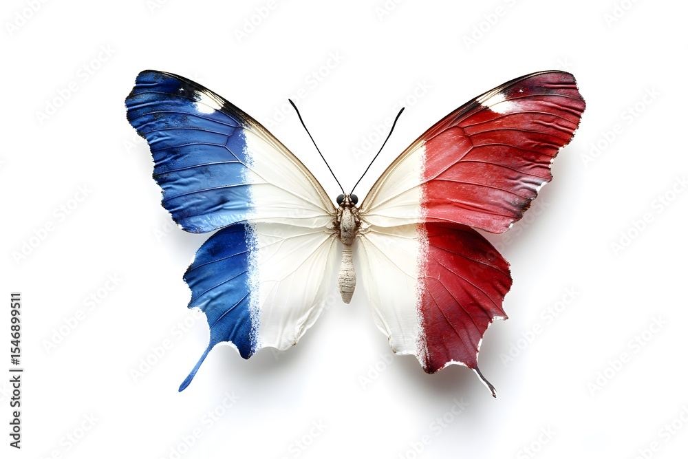 Obraz premium Butterfly with flag image on white background