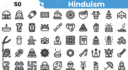 A diverse collection of Hinduism symbols and artifacts, representing various aspects of the faith and its rich cultural heritage.