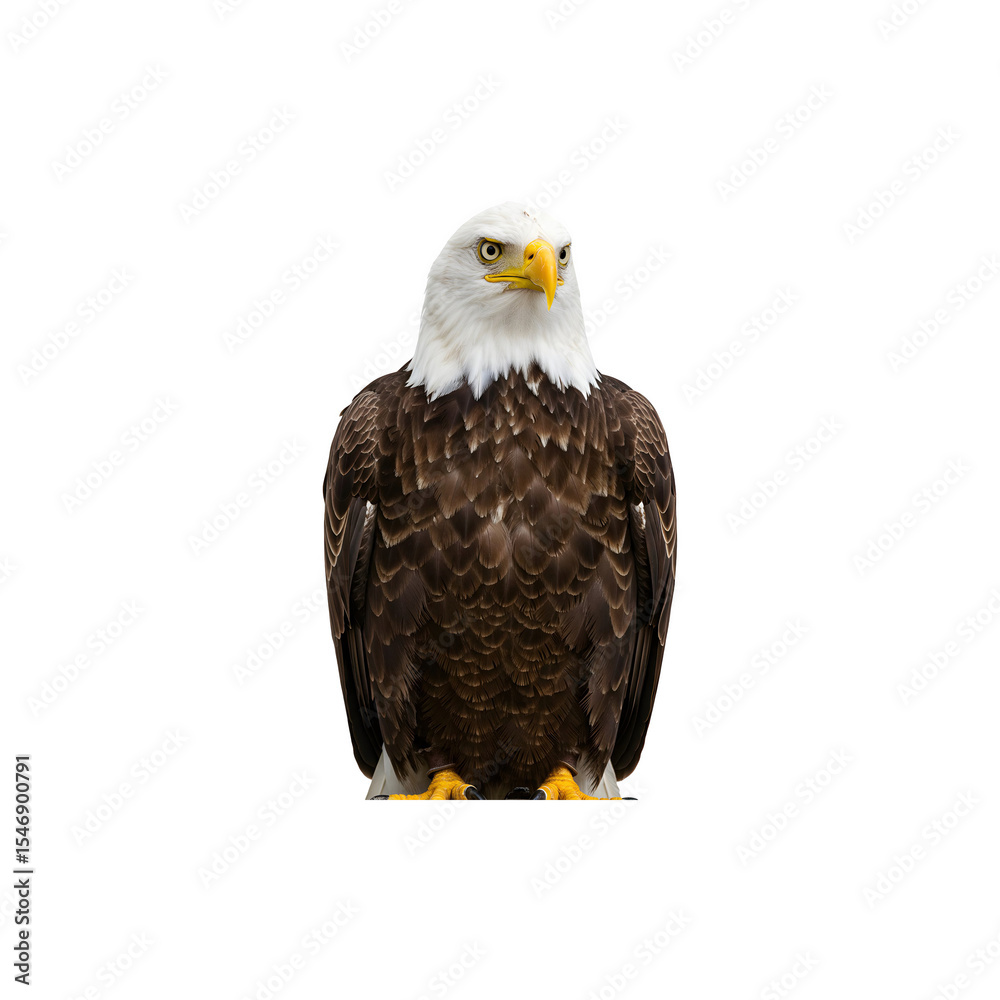 Obraz premium Bald Eagle in Full Glory with Wings Spread on White