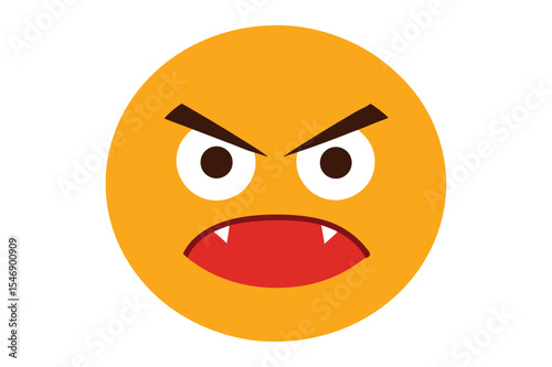 Angry Emoji Clipart Vector Illustration of Furious Face on White Background