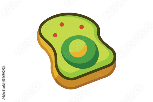 Vibrant Avocado Toast Clipart  Isometric Illustration on White Background