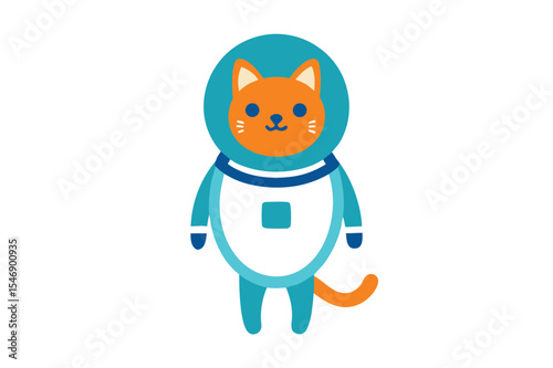 Adorable Cat Astronaut Clipart  Space-Themed Vector Illustration