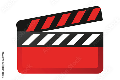 Red Clapperboard Clipart Movie Production Icon, Filmmaking Symbol