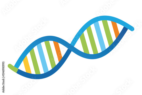 Colorful DNA Strand Clipart Vector Illustration on White Background