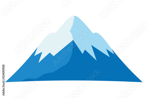 Snowy Mountain Peak Clipart Blue and White Vector Illustration