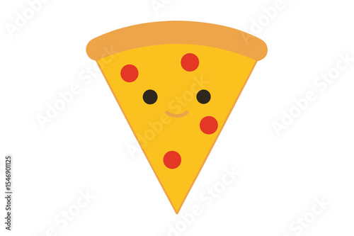 Adorable Pizza Slice Clipart Happy Face Food Illustration