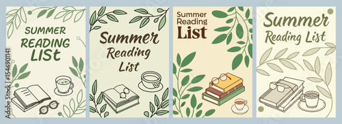 Nature-Inspired Summer Reading List Posters Featuring Cozy Illustrations and Captivating Designs for Book Lovers