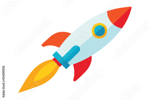 Rocket Launch Clipart  A vibrant vector illustration of a rocket launching against a clean white background.