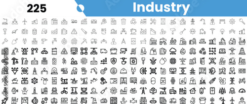 A diverse collection of industrial icons showcasing various sectors and elements of industry.