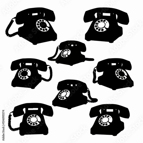 Rotary phones communication technology retro style black