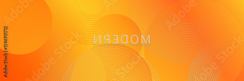 abstract orange banner background with circle lines. vector Eps 10