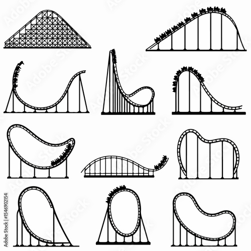 Roller coaster silhouettes amusement park ride