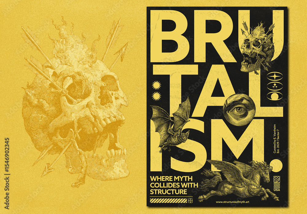 Surreal Brutalist Poster Layout Stock Template | Adobe Stock